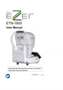 Ezer Non-Contact Tonometer ETN-1800 – manual cover