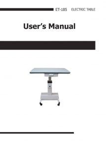 Luxvision Electric Table with Short Table for One Instrument ET-185 – manual cover