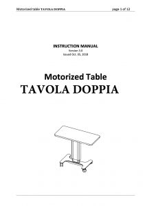Visionare Electric Table for Two Instruments Tavola Doppia – manual cover