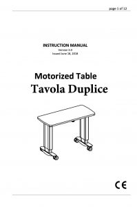 Visionare Electric Table for Two Instruments Tavola Duplice – manual cover