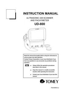 Tomey AB Ultrasound UD-800 – manual cover