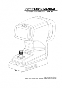 Ezer Autorefractor Keratometer ERK-BH – manual cover