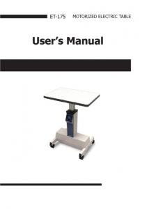 Luxvision Electric Table for One Instrument ET-175 – manual cover