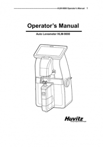 Huvitz Digital Lensometer HLM-9000 – manual cover