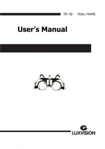 Luxvision Trial Frame TF-70 – manual cover